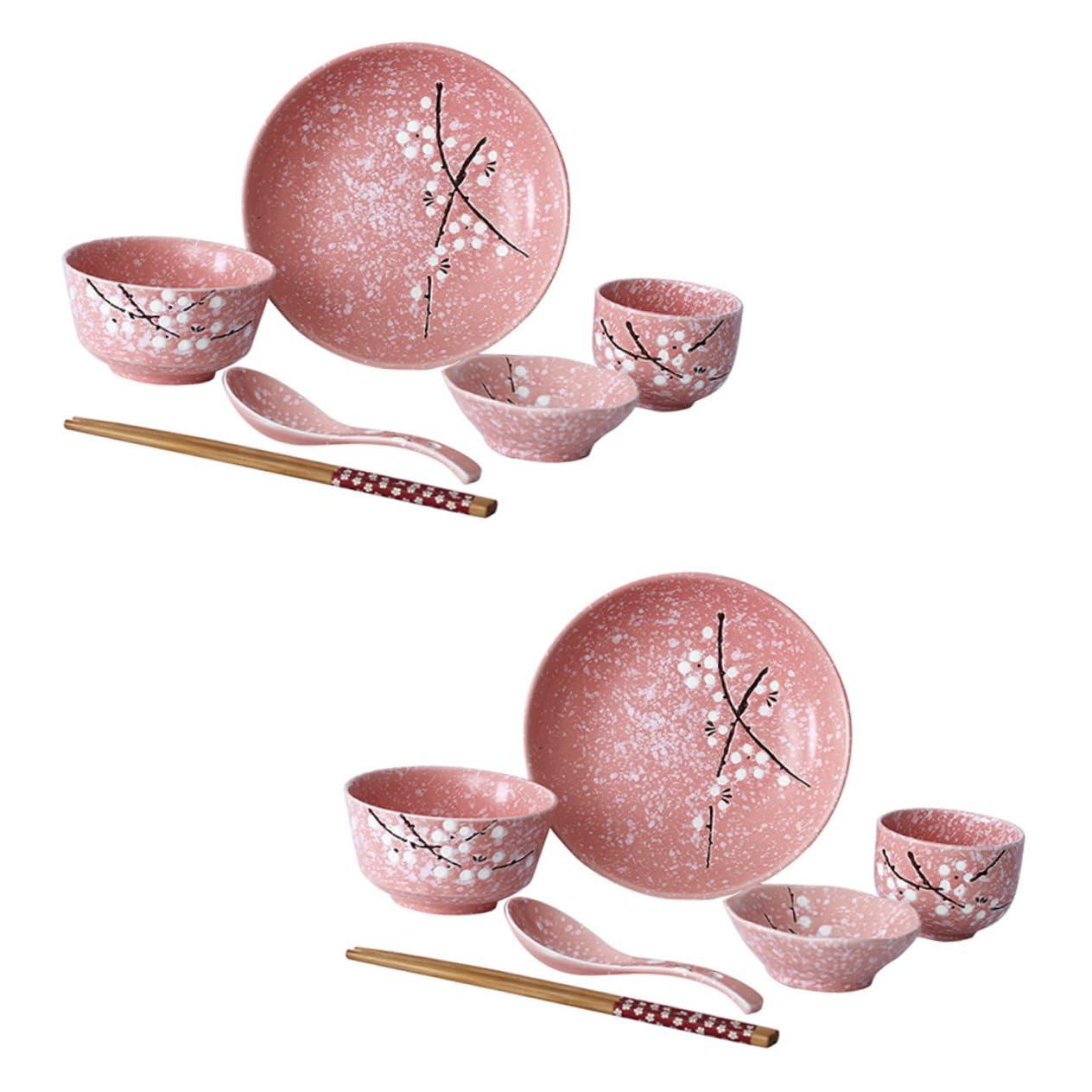 Mobestech Set Di Stoviglie in Ceramica Giapponese Rosa, Kit Da Tavola 12 Pezzi Posate Per La Casa, Adatto Per Ristoranti, Feste e Uso Quotidiano