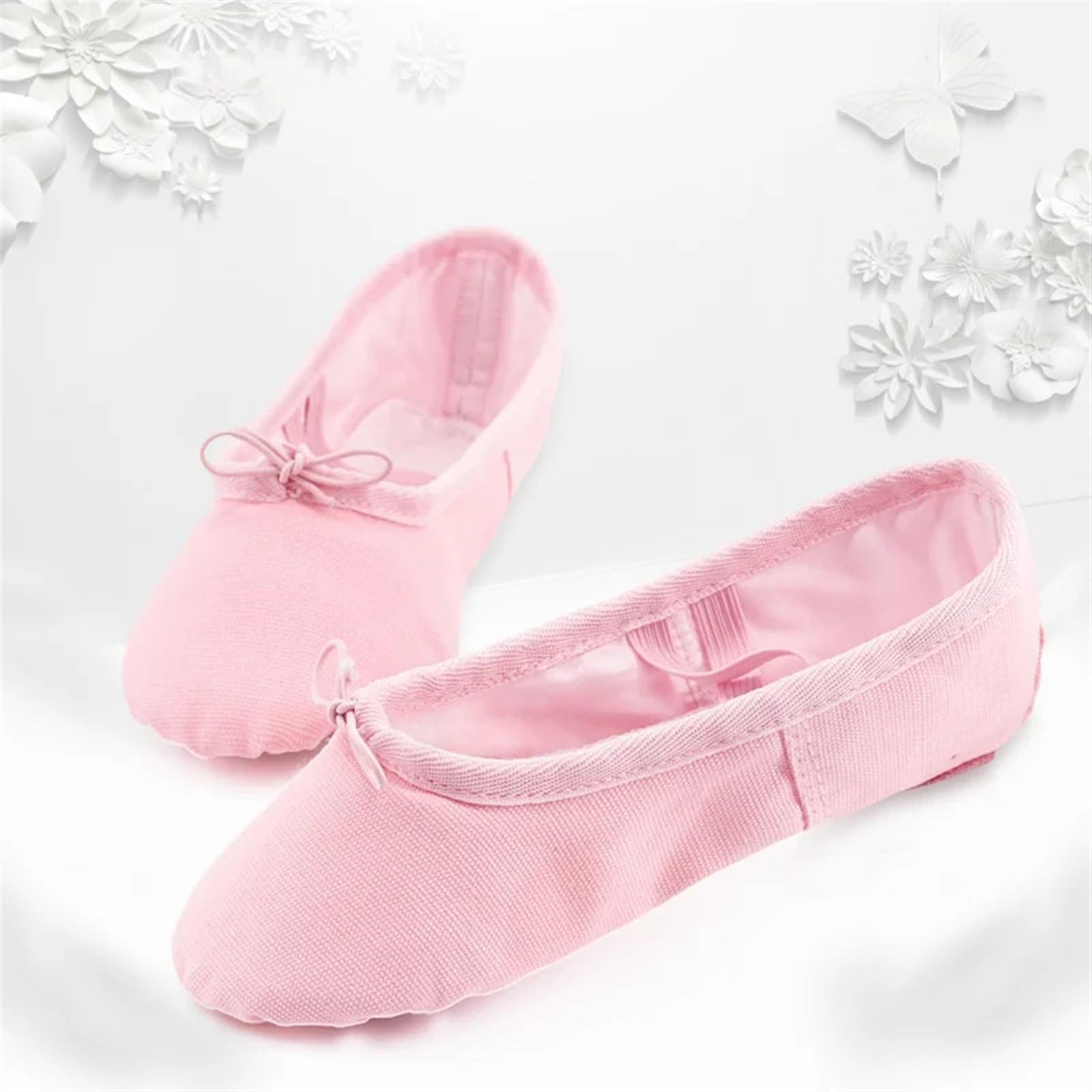 Ballettpantoffeln Ballettschuhe Canvas for Mädchen Tanzschuhe Split Sole Gymnastik Yoga Tanzschuhe for Kinder Ballerina(Brown,28)