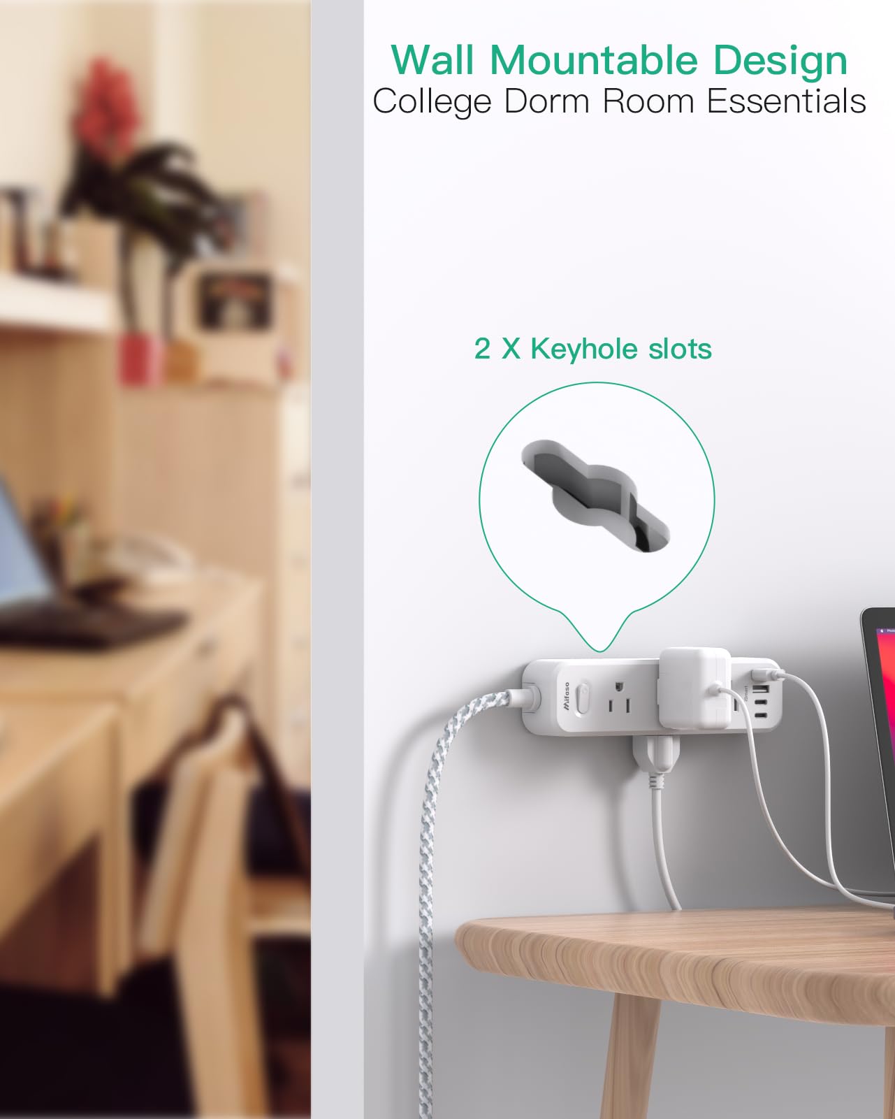 Cable de extensión de 15 pies, protector de sobretensión, cable de extensión largo con 9 tomas, 3 puertos USB, cable de extensión con múltiples tomas de corriente USB