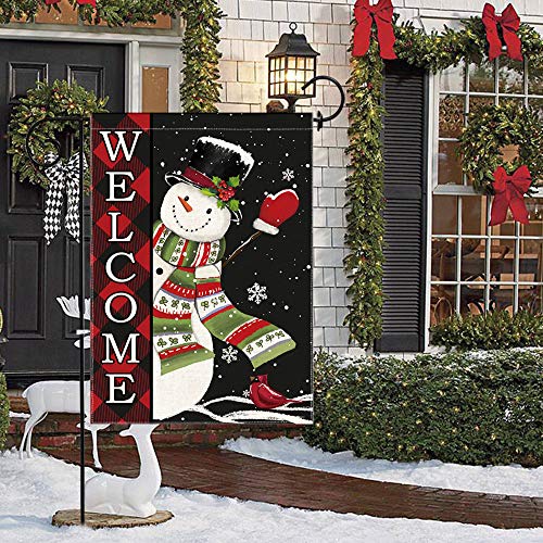 pinata Christmas Garden Flag Snowman Winter 12 x 18 Double Sided, Welcome Buffalo Plaid Christmas Decorations Yard Flag Small Burlap Holiday Seasonal Snowflake Outdoor Decorative Sign Outside Banner - Thumbnail 5