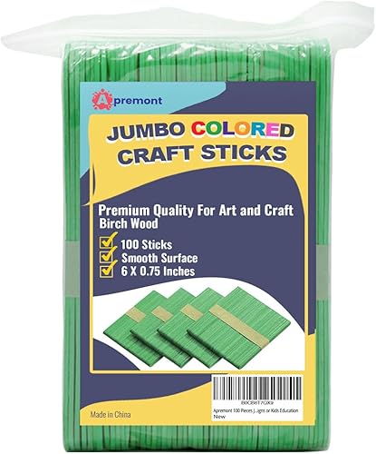 Vista 7 de 100 palitos de madera de colores jumbo surtidos de 6 pulgadas de largo, palitos de paletas de arcoíris, artes y manualidades, lo mejor para hacer