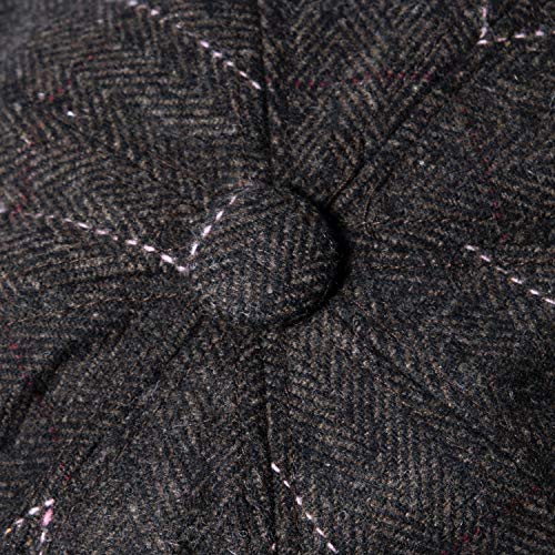 2 Pack Newsboy Hats For Men Classic 8 Panel Wool Blend Gatsby Ivy Hat, C-Brown/Grey #TOP4