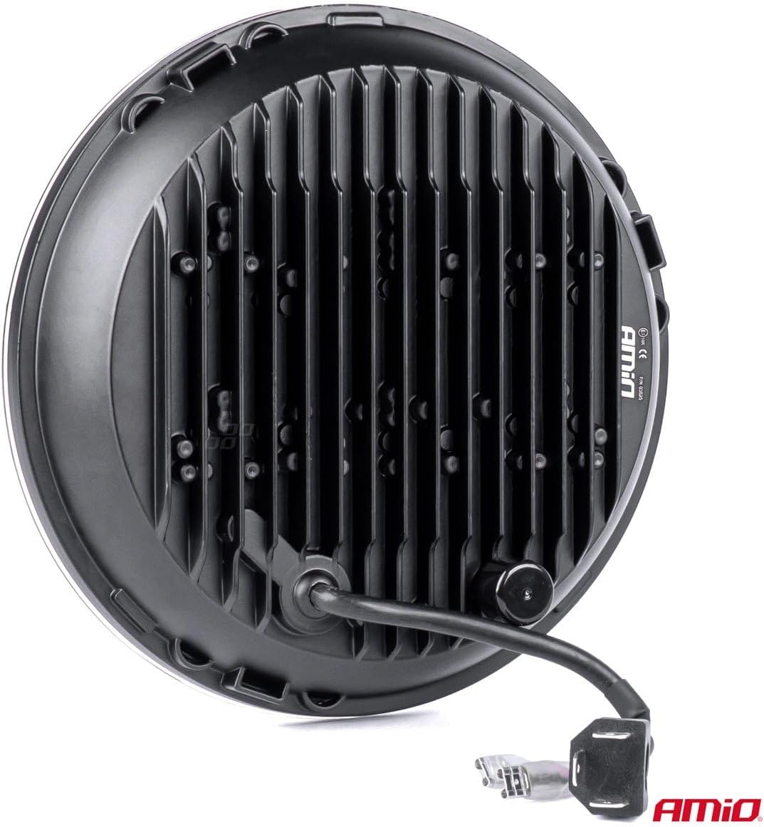 പിൻഭാഗം view of AMiO 03625 Work Light showing cooling fins and wiring