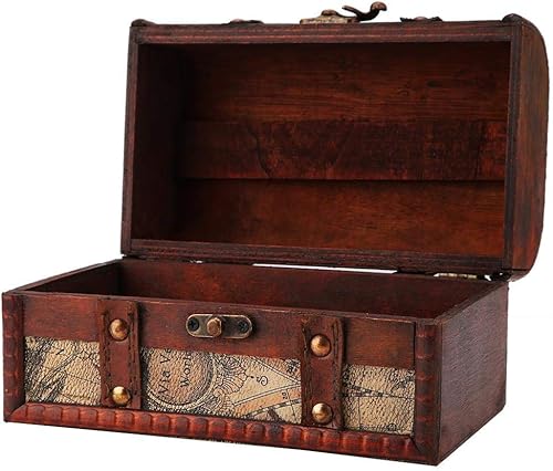 ZJchao Cajas vintage, caja de madera para almacenamiento de joyas, caja de almacenamiento hecha a mano, caja de almacenamiento del cofre del tesoro,