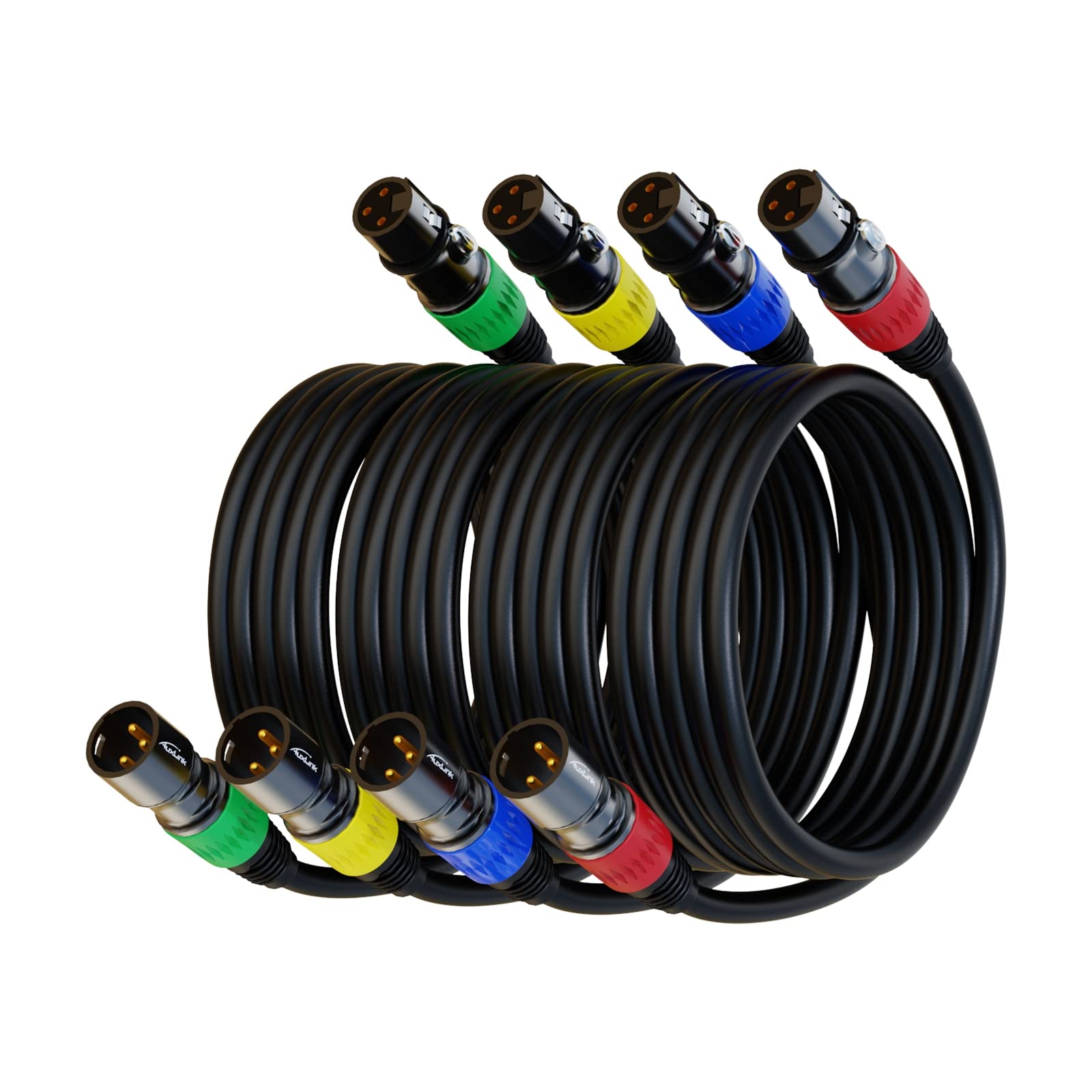 XLR Cables, XLR Microphone Cable 25 ft 4 Pack, Gold-Plated 3-pin XLR Speaker Cable Male to Female Balanced Mic Cable