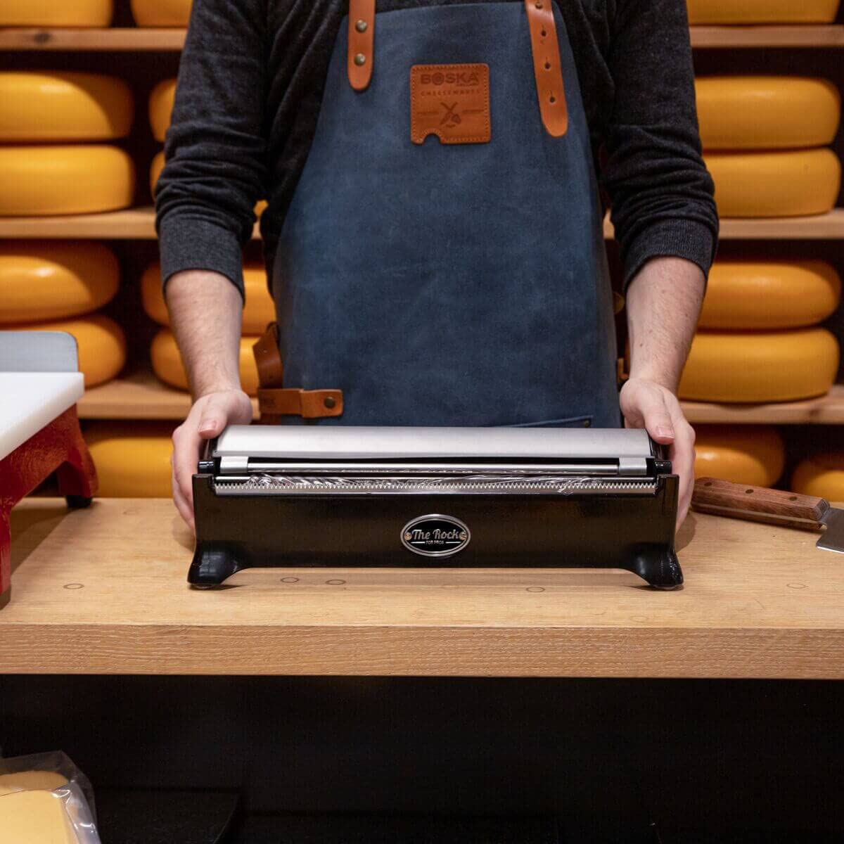 BOSKA 'The Rock' Noir – Distributeur de Film Alimentaire Professionnel – pour Papier Aluminium, Film fraîcheur et Film Micro-Ondes – Aluminium de Haute qualité – Collection 1896