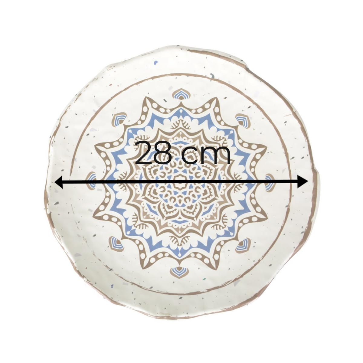 Service Assiettes MIA rondes de 3 Pièces plates en Porcelaine beige, plat de service pour entrées, desserts et salades - diamètre 28 x hauteur 3,5 cm