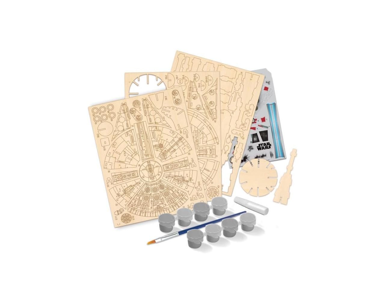 Wood Worx Star Wars Millennium Falcon, Juego de construcción de Manualidades DIY a Partir de 5 años, Juego de construcción de Madera sostenible con Certificado FSC para niños