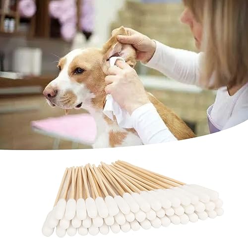 Miniatura 5 de Fabater 100 bastoncillos de algodón para perros y gatos, puntas de 6 pulgadas de largo, eliminación profesional de la suciedad de bambú para