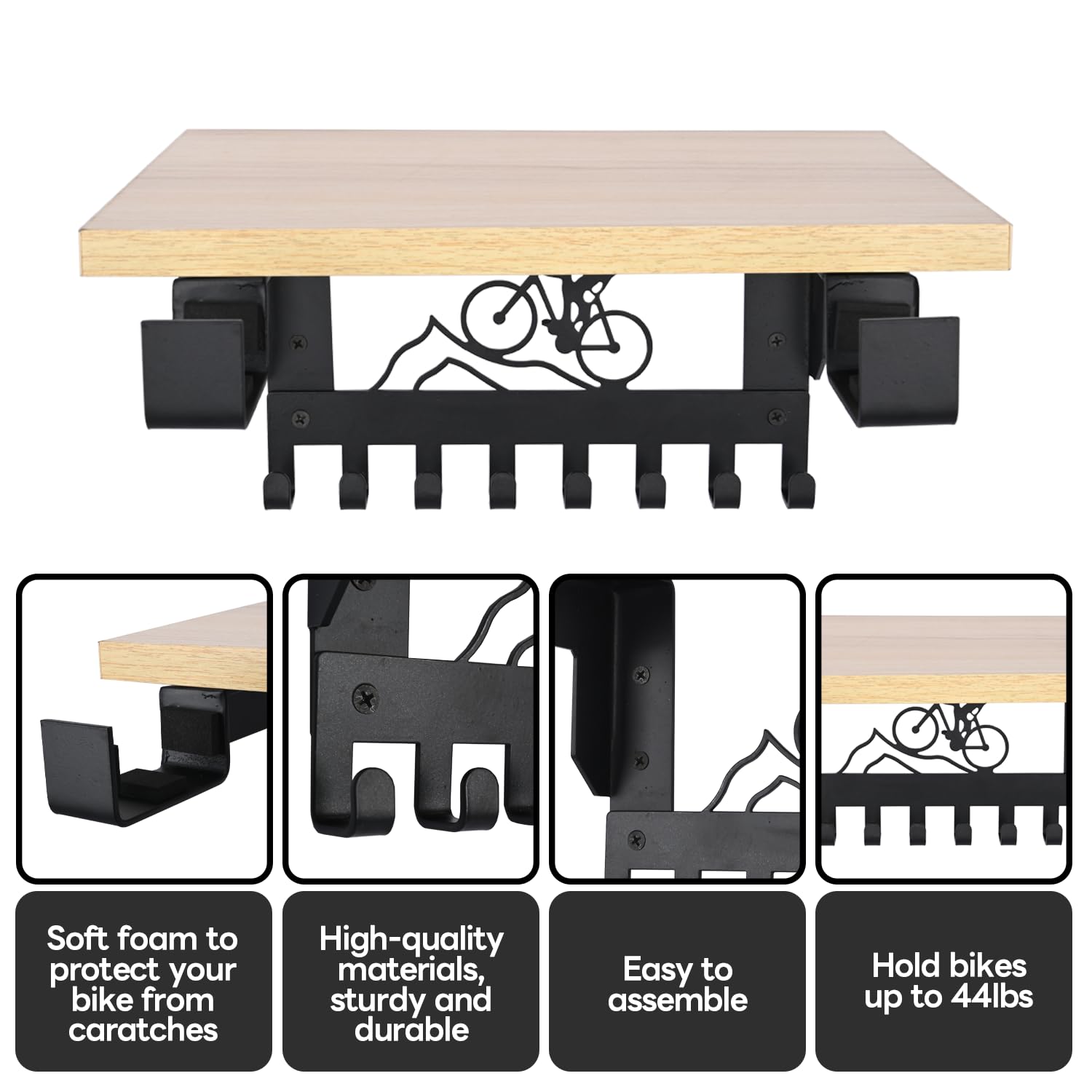 MYOYAY Support et étagère pour vélo - Support mural multifonctionnel VTT, vélo de route et électrique