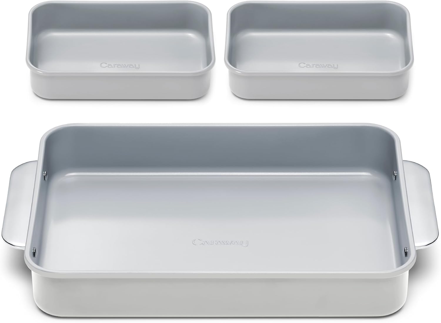 Caraway Nonstick Rectangle Baking Pan Set – 2x 9" x 6.5" & 1x 9" x 13" - Non-Toxic, PTFE & PFOA Free – Aluminized Steel Core – Deep Ceramic Baking Pan for Casseroles, Lasagna & More - Gray - Thumbnail 3