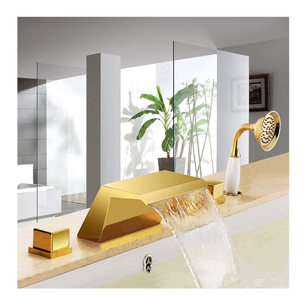 Robinet de baignoire cascade luxe à 5 trous avec douchette pour spa privé