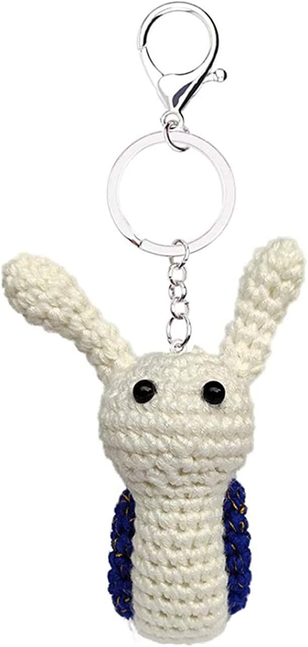 CHEZBABY Handmade Crochet Cute Bag Charm Key Chain Car Keyring Handbag Cute Purse Charm Pendant for Man and Women