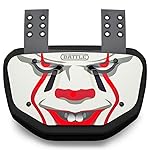 Battle Sports Novelty Football Back Plate - Hard Shell Lower Back Protector with Contoured Foam for High-Impact Protection - Youth, Clown White/Red