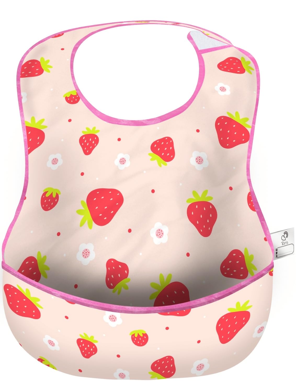 [Riris] 園長×保育士が開発 お食事エプロン すぐ乾く 軽量19g 3D立体 洗濯機OK 保育園 名前タグ 大きめサイズ よだれかけ タオルエプロン ベビー - 1