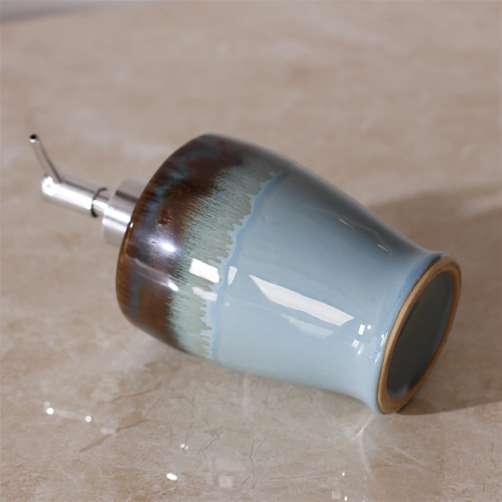Dispenser per Bottiglia in Ceramica con Colori sfumati, Sapone per Le Mani, Shampoo Portatile, lozione, Prodotti per Il Bagno, Pompa.,