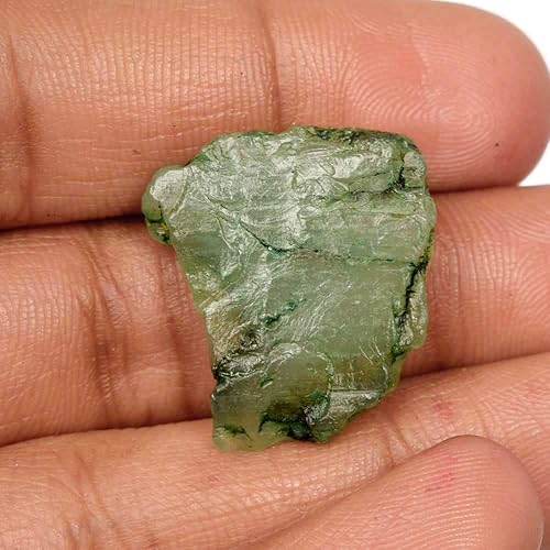 Miniatura 3 de gemhub Cristal curativo de esmeralda verde rara, 21.25 Ct natural crudo lapidario cabbing esmeralda áspera Schorl, Gema, Zambian - esmeralda verde