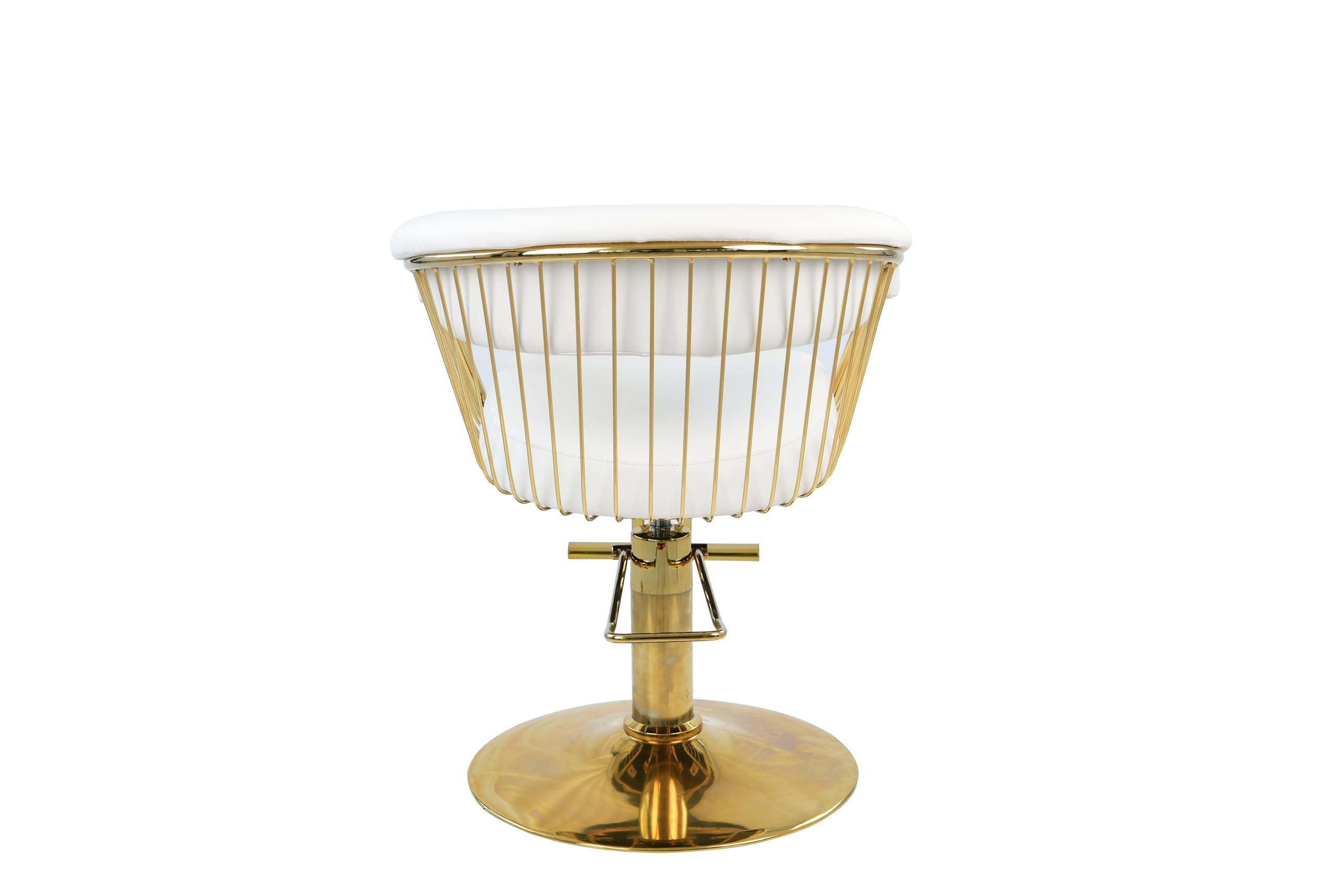 Friseurstuhl, höhenverstellbarer Barber 360° für Friseursalons zu Schönheitssalons, 64 x 48 x 80-95 cm, weiß