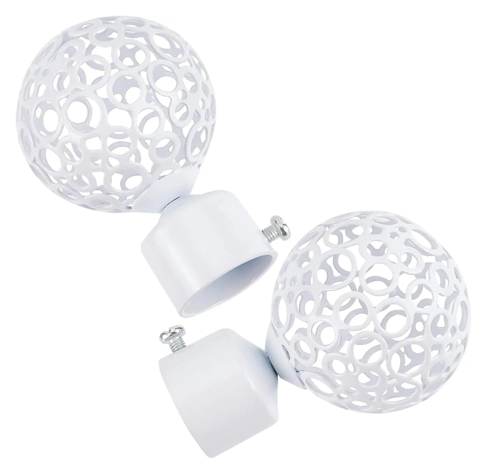 BDFJEDS Curtain Pole Finials 2PCS Round Curtain Rod Finials 28mm Drapery Pole End White Ball Cage Replacement Decorative Head For Home Office