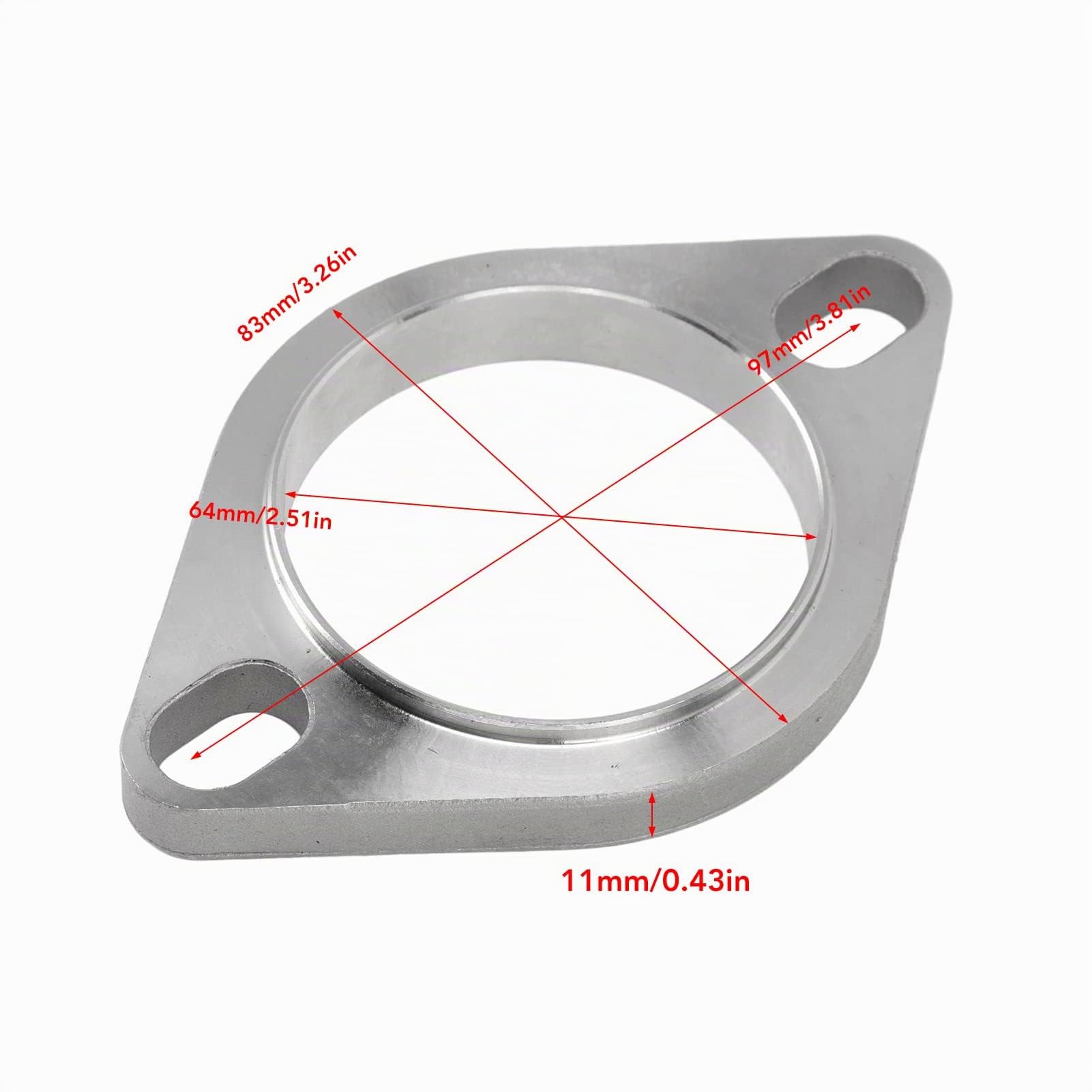 Echappement 55Mm,2 Pièces 2 2.5 Pouces D'Échappement,Brides,2 Pièces 2 2.5 Pouces D'Échappement Contion Kit Acier Inoxydable Universel Pour Échappement Npipe Catback En-Têtes