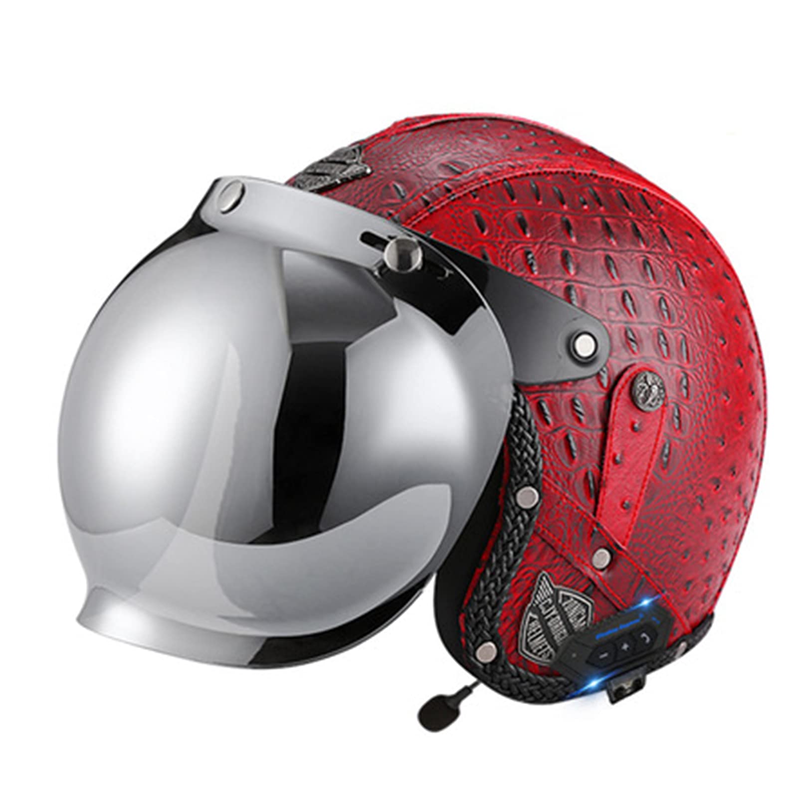 Casco 3/4 Aperto Scooter Casco Modulare Retrò Casco Mezzo Caschi Da Motociclista Vintage Casco Moto Demi-Jet Casco Anti-Collisione Adulti Uomini Donne Certificazione ECE,Red 2,XL
