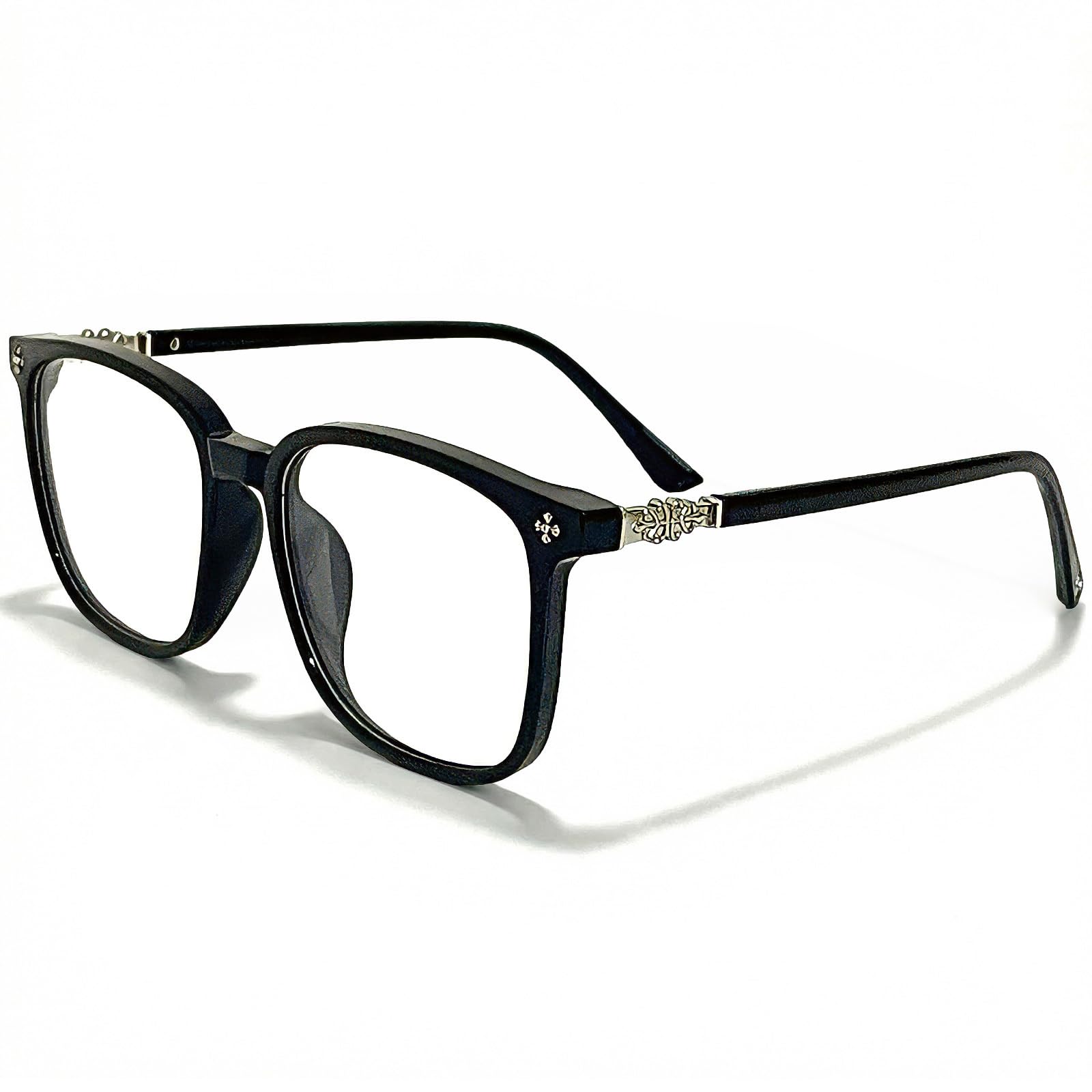 Amazon | [3TRAPX] グロスブラック 伊達メガネ メンズ レディース