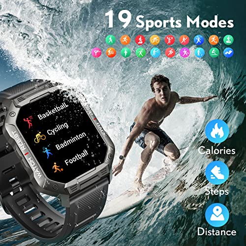Smart Watch For Men Fitness Tracker: Bluetooth (Answer/Make Call) Tactical Military Waterproof Smartwatch For Android Phones Iphone Outdoor Sports Digital Watches Heart Rate Blood Pressure Monitor #TOP3
