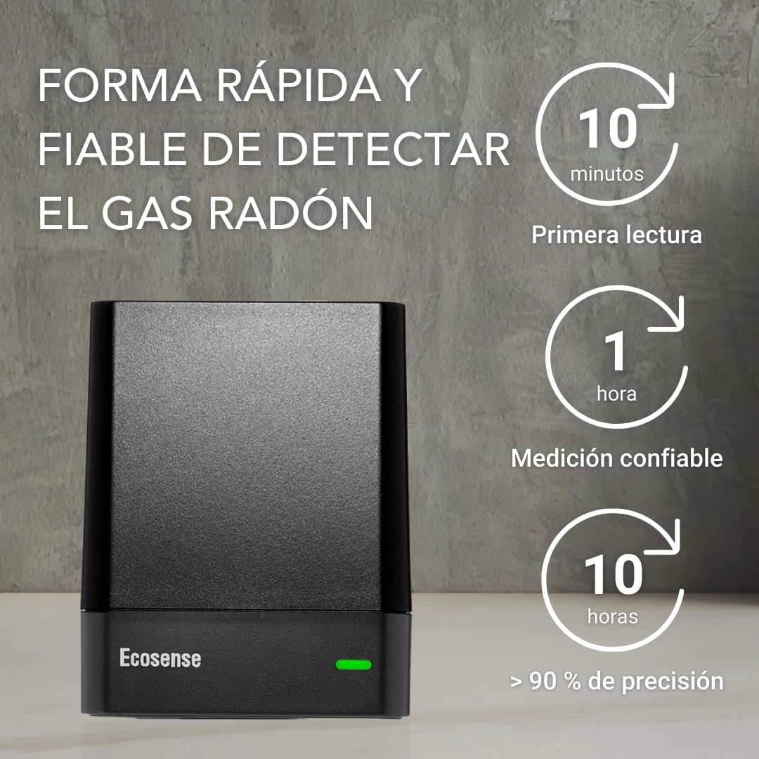 Ecosense EQ100 EcoQube, Instrumento de Medición Continua Inteligente para Personas, Fácil de Usar, Preciso, Wi-FI, Resultados en Bq/m3