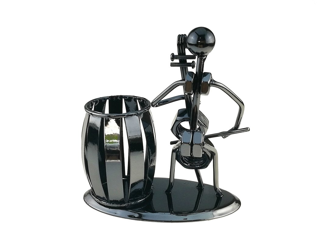 Music Iron Man Art Steel Pen Container Holder Pencil Cup Pot Secretary Desktop Music Decoration Toy Gift (C162 Cello)