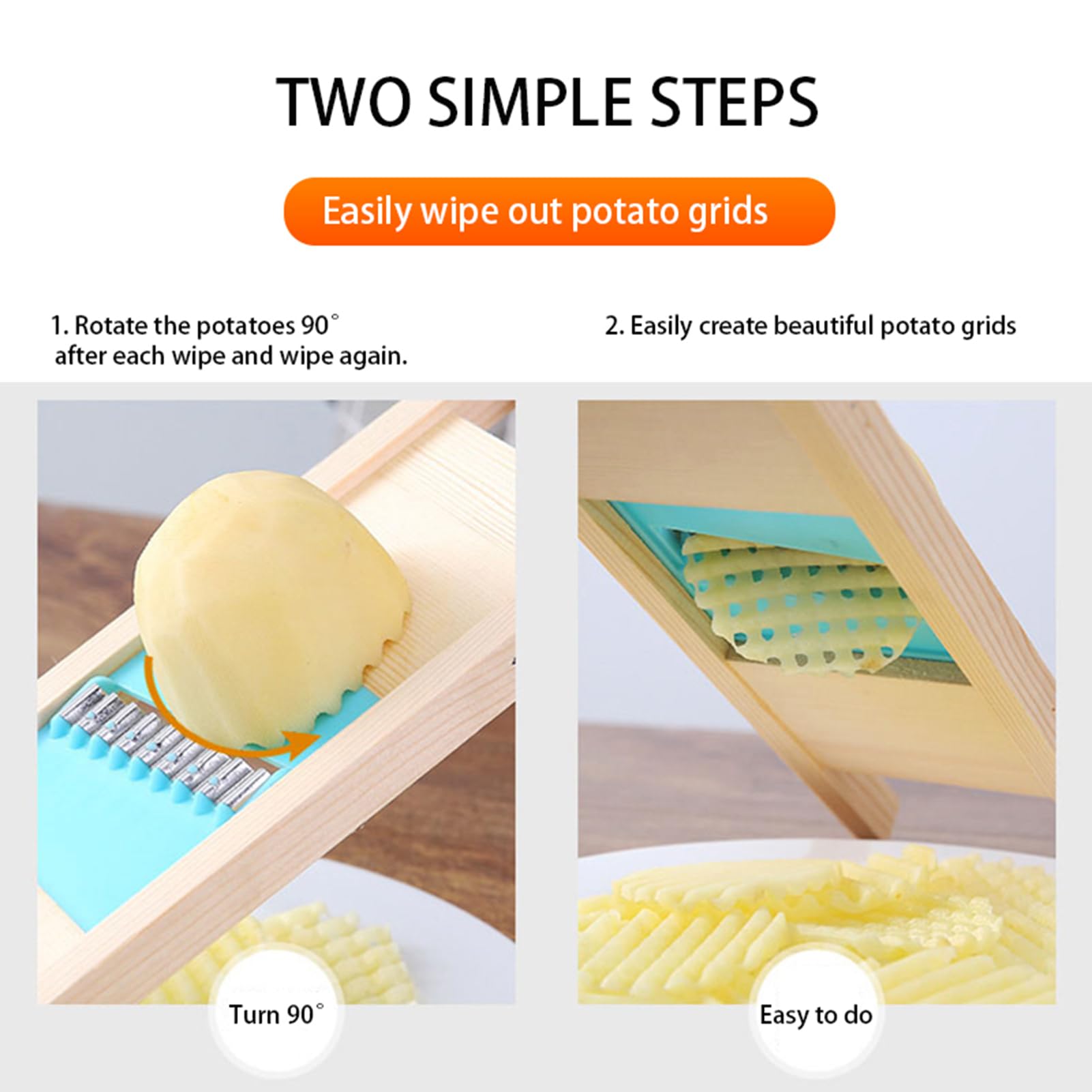 Crinkle Cutter,Stainless Steel Wavy Blade Chips Cutter,Potato Chipper,Handheld Chipper Chopper for Potatoes Fruit, Vegetable - Image 3