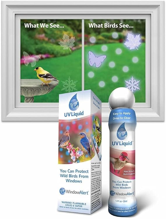 WindowAlert UV Liquid Marker | Anti-Collision Bird Deterrent to Prevent Bird Strikes on Windows and Glass Doors | Protect Wild Birds Around Homes and Buildings