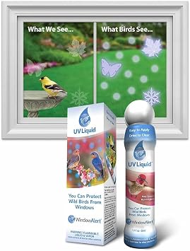 WindowAlert UV Liquid Marker | Anti-Collision Bird Deterrent to Prevent Bird Strikes on Windows and Glass Doors | Protect Wild Birds Around Homes and Buildings