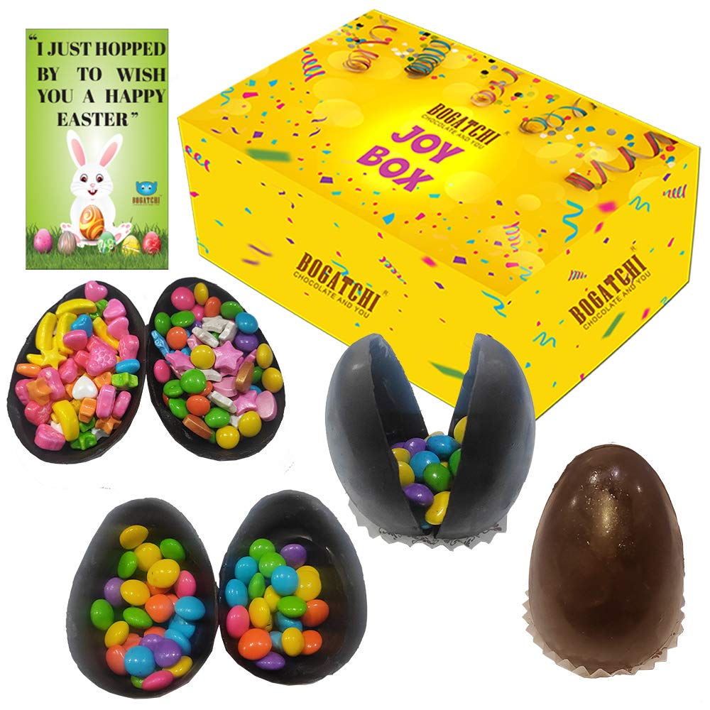 BOGATCHI Chocolate Easter Eggs filled with Candies 4 Large pcs Chocolate Easter Eggs