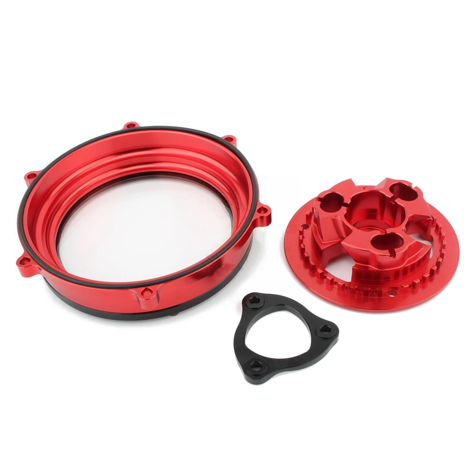 Caja Protectora del Motor Protector De Retén De Muelle para Tapa De Embrague, Motor De Competición, para Ducati para Panigale V4 2018-2023, Kit De Placa De Presión(Red Black)