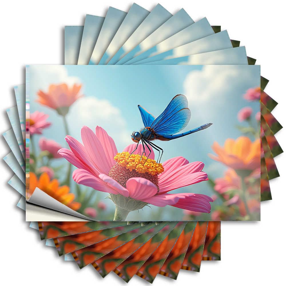 Fzfn Colour Dreamy Dragonfly On A Pink Flower Mimosa Water Diy | Coastal Sticker Laptop Removable Vinyl Sticker Decal(8X12cm)