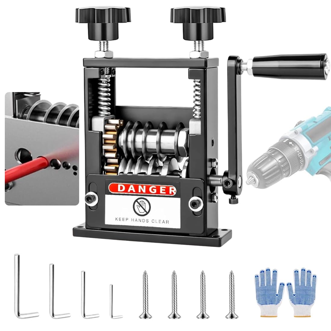 Pelacables eléctrico, 6 posiciones, 5 cuchillas, apto para cables de 3 mm a 17 mm Alicates pelacables manuales o accionados por taladro para reciclar cables viejos (negro)