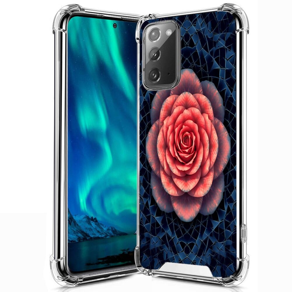 DAFEI Transparent Phone Case for Samsung Galaxy Note 20 5G with Rose Flower-aa1257 Pattern Clear Four-Corner Airbag Reinforced Anti-Scratch and Shock-Proof Protective Phone Cover