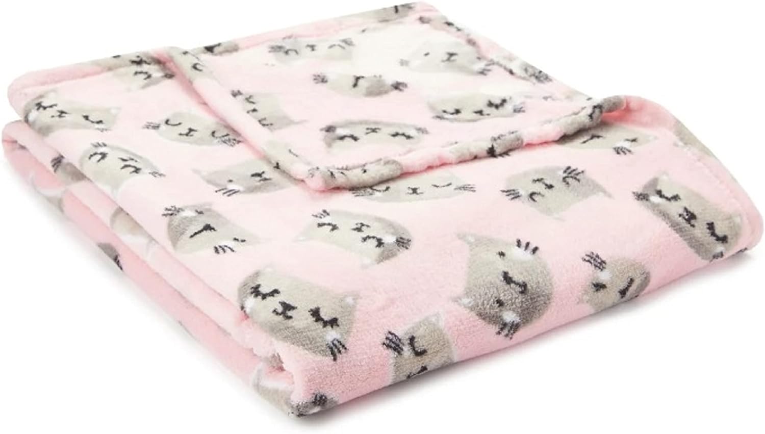 Fleece Throw Blanket Cats Kittens Pink Gray, Full
