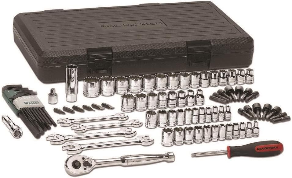 GEARWRENCH 88 Pc. 1/4" & 3/8" Drive 6 & 12 Pt. Standard Mechanics Tool Set, SAE/Metric - 80930