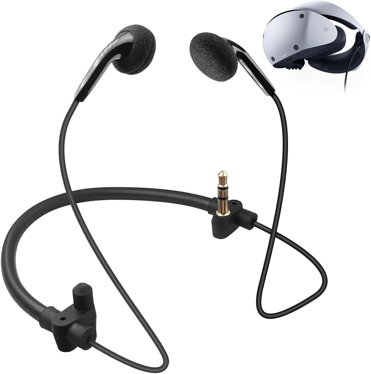 PSVR2 Earbuds Replacement, 3D Audio Crystal Sound Noise Cancellation Gaming Headsets fits for PlayStation VR 2,Black