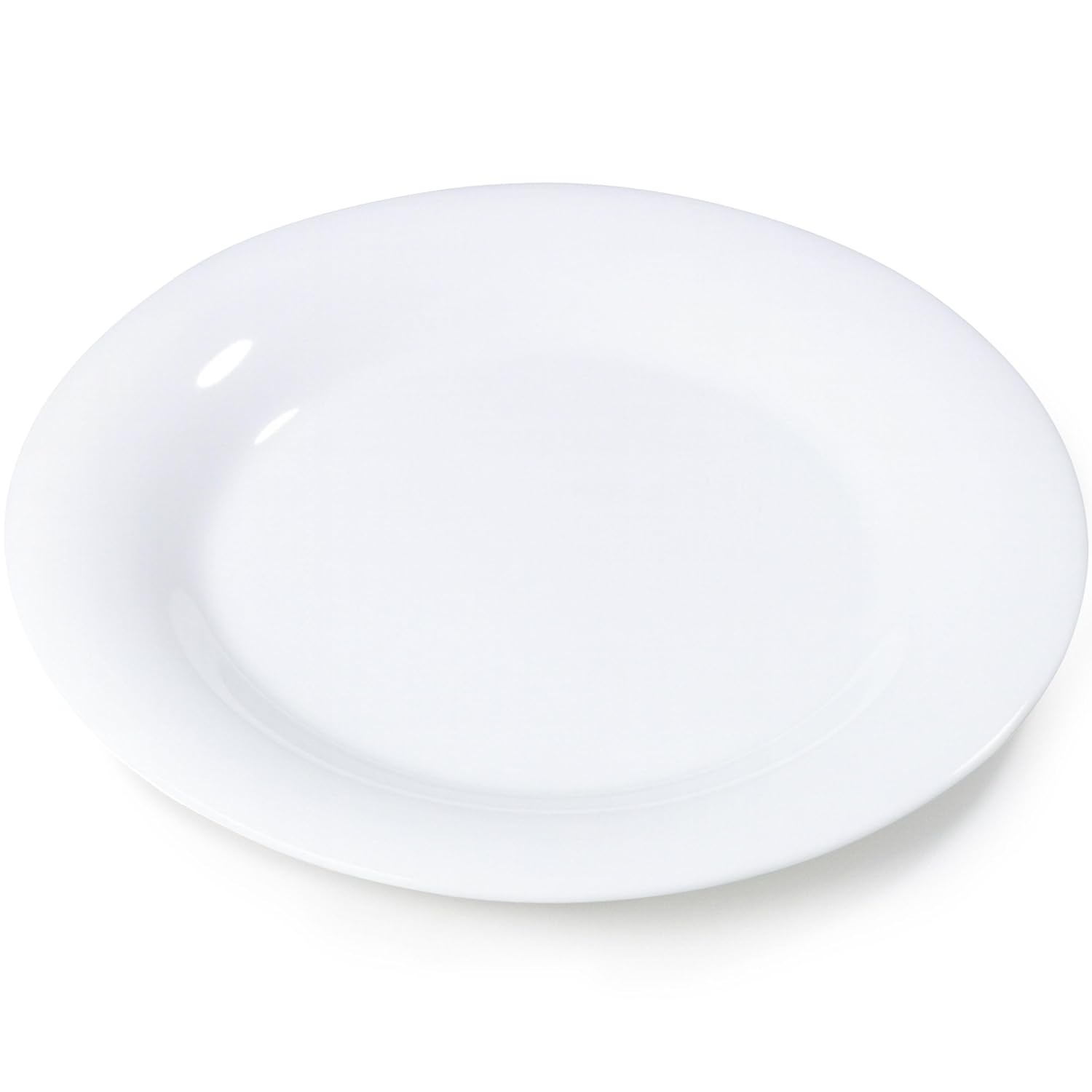 Carlisle FoodService Products Sierrus Reusable Plastic Plate with Wide Rim for Buffets, Restaurants, and Homes, Melamine, 12 Inches, White, (Pack of 12)