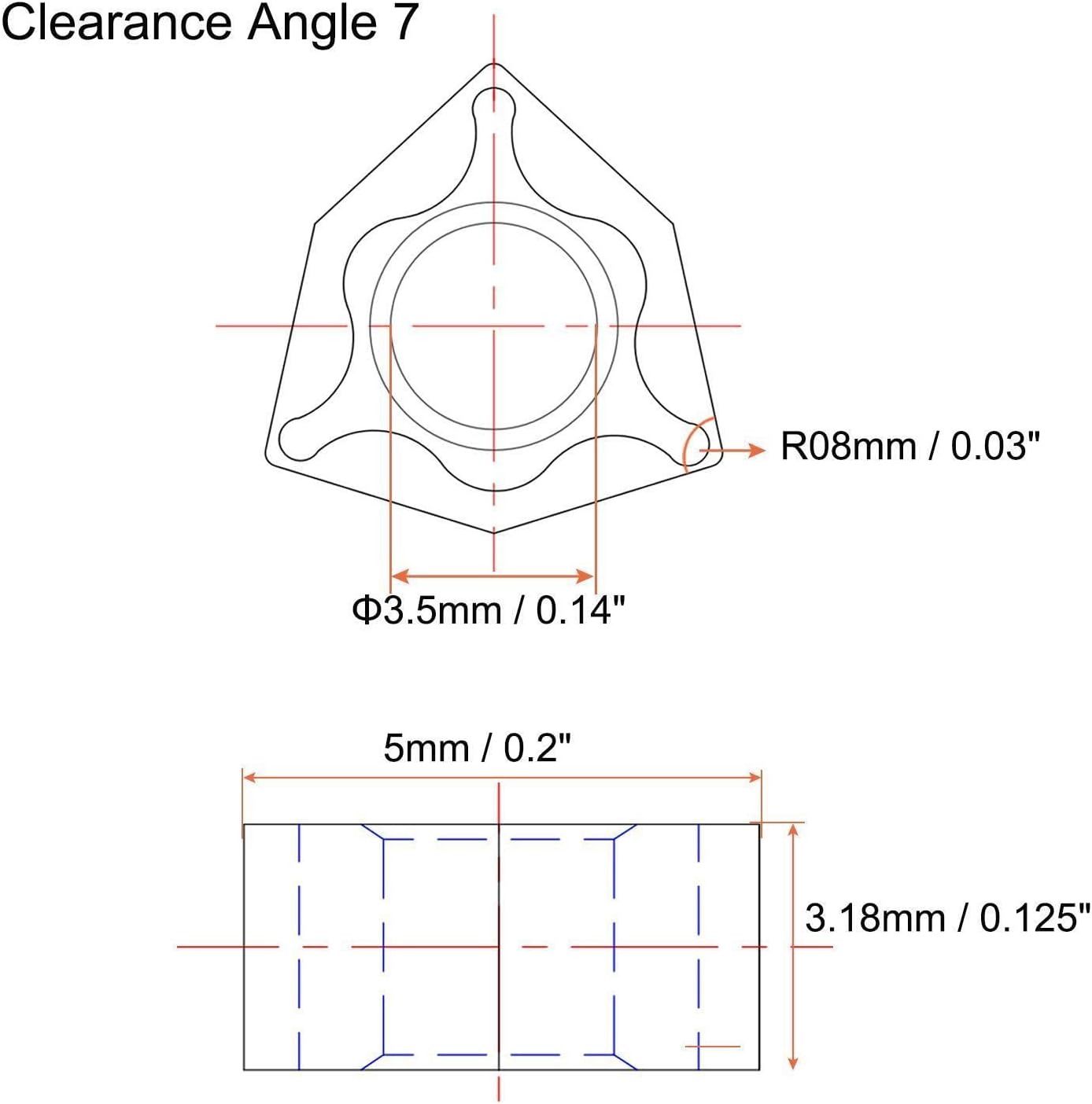 Toolparts And Accessories 2pcs Carbide Turning Insert WCMX050308 Indexable For U Drill Shallow Hole Drill (#CN#130824-09269)