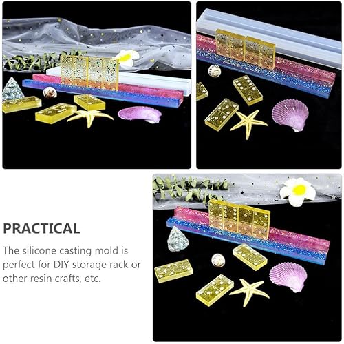 Miniatura 5 de Moldes de fundición de resina para dominó, molde de silicona para dominó en 3D, soporte para bandeja de dominó, molde de fundición de resina epoxi