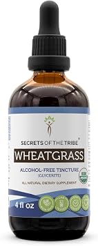 Secrets of the Tribe Wheatgrass Alcohol-Free Liquid Extract, USDA Organic Wheatgrass Triticum aestivum Dried Leaf 4 FL OZ