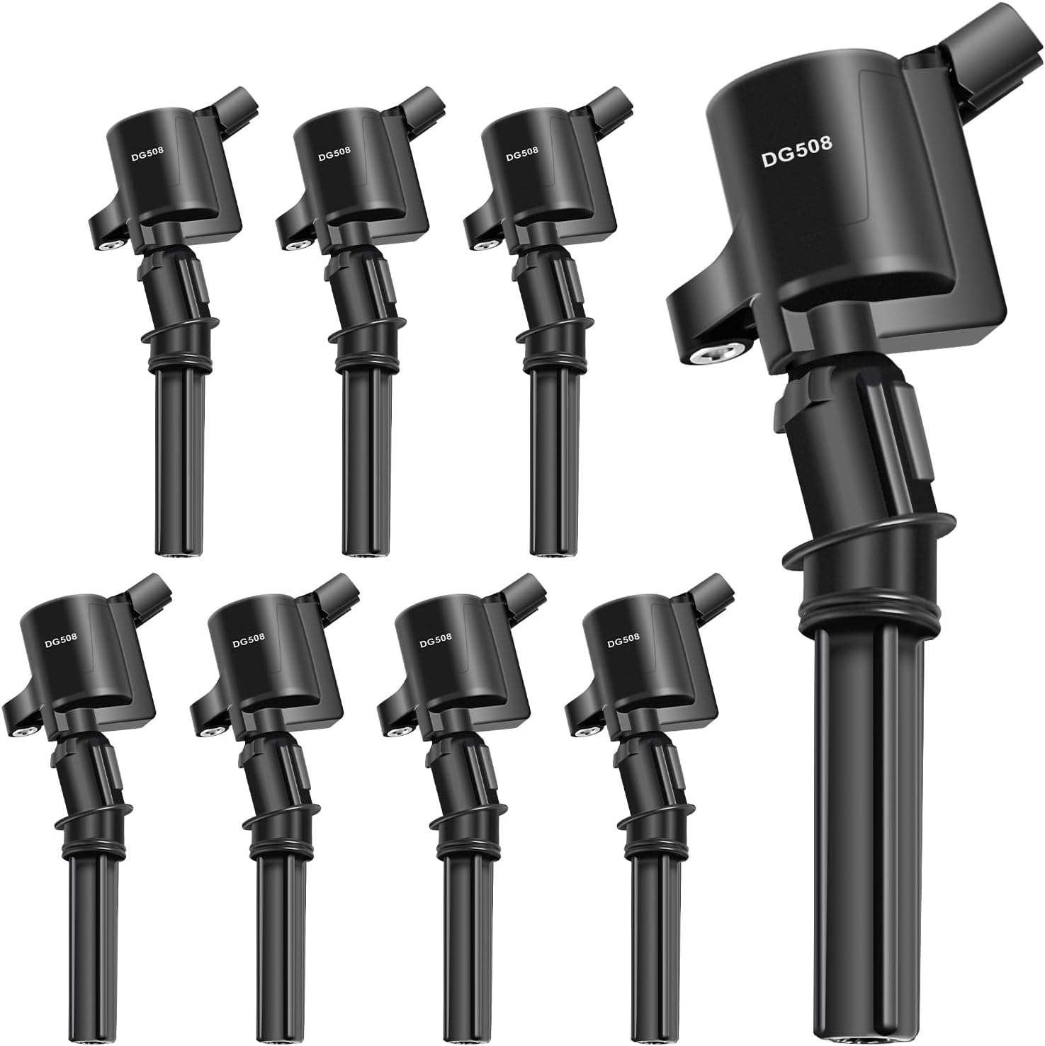 DG508 Ignition Coils Set of 8 Pack Compatible with Ford F-150 2000-2010,for E-150 2003-2014,for E-250 2003-2014,for Lincoln Navigator 1998-1999,for Mercury Grand Marquis 1998-2011 DG491 Black