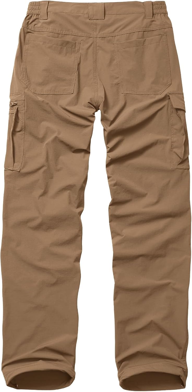 Mens Hiking Safari Pants Quick Dry Lightweight Water-Resistant Cargo Fishing Outdoor Work Pants with Multiple Pockets