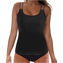 Women Tankini Swimsuit Two Piece Bathing Suit Top Square Neck Summer Modest Swimwear Padded Sporty Swim Suits