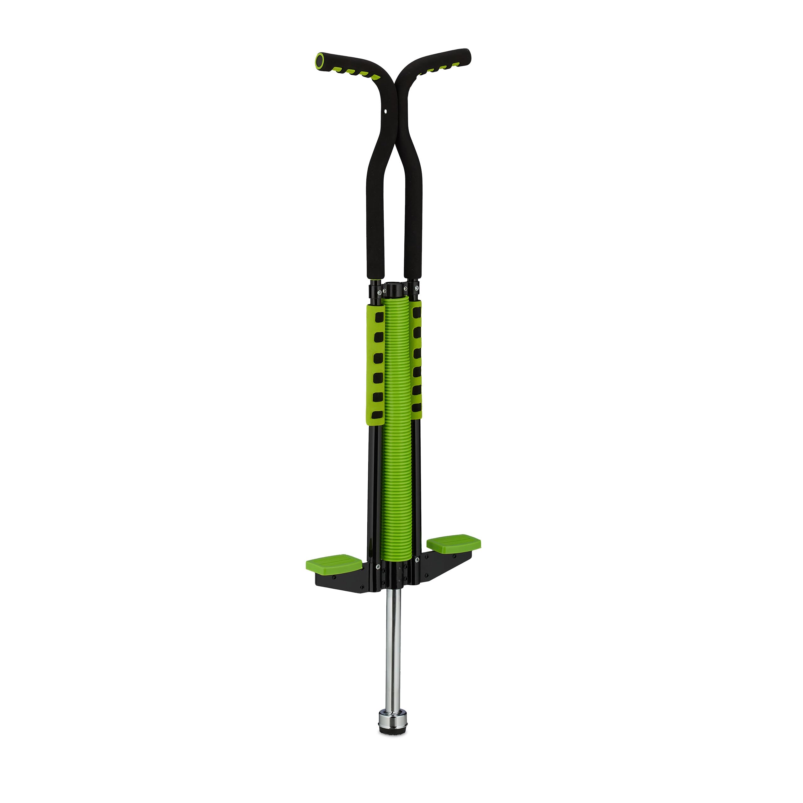 Relaxdays Pogo Stick, for Kids, up to 60 kg, Padded, Outdoor Game, Bouncing & Jumping, Non-Slip, Stainless Steel, Green, Foam, Plastic, 103 x 29 x 6 cm