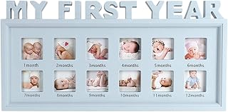 My First Year Baby Photo Frame Baby Photo Frames Newborn Picture Frames Album Baby Hand and Footprint Kit Keepsake Frame 1-12 Months Picture Display Kit Birthday Xmas Memories Christening Gift