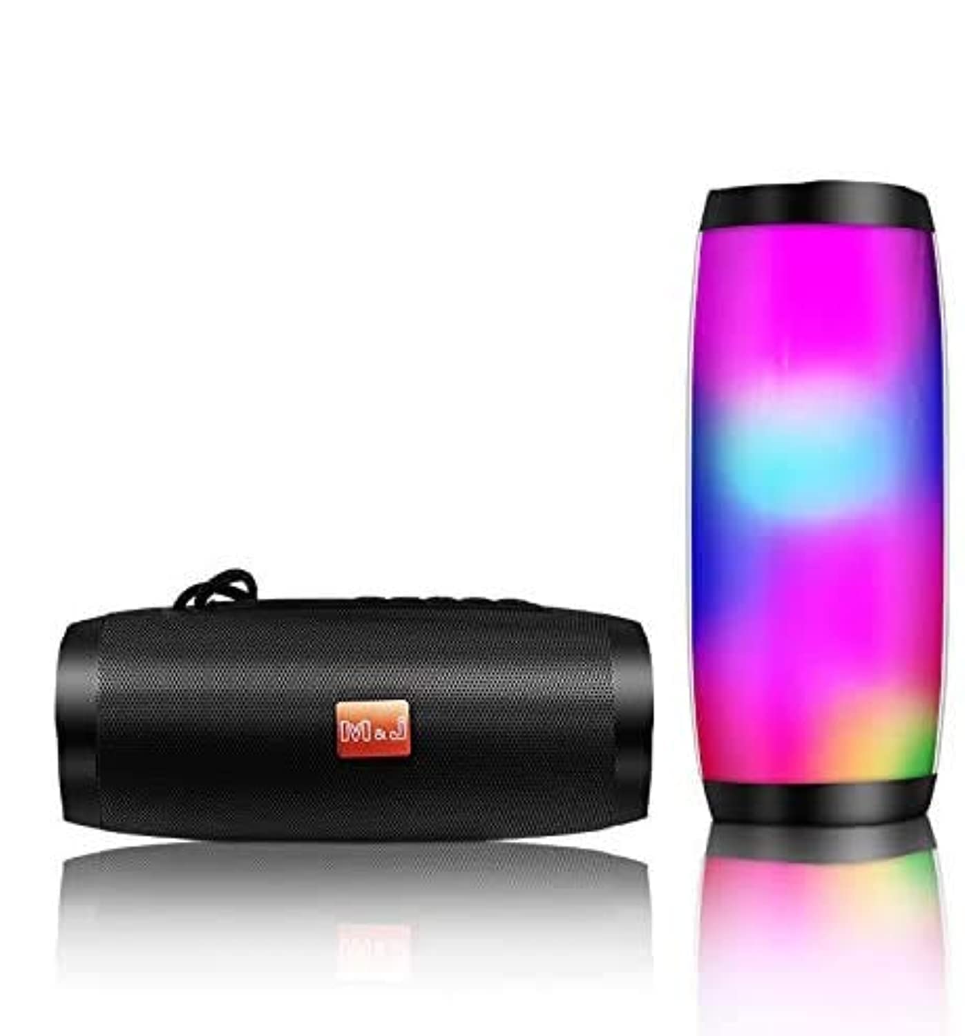 M&J Portable Wireless Bluetooth Speaker, Hi-Fi Stereo Speaker with Colorful LED Lights Built-in Mic, aUX, TF, FM Radio, Hands Free Support for iPhone, Samsung, android Smartphone, iPad, Laptop